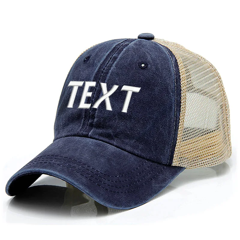 

Embroidery Personalized Custom Text LOGO Fashion Washed Cotton Mesh Baseball Cap Men & Women Summer Caps Snapback Cap Dropshipp