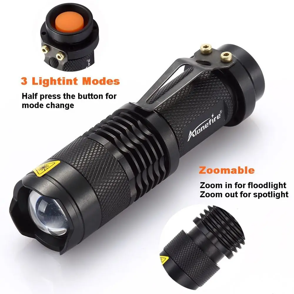 Светодиодный тактический фонарик Alonefire SK68 cree xpe q5 масштабируемый портативный