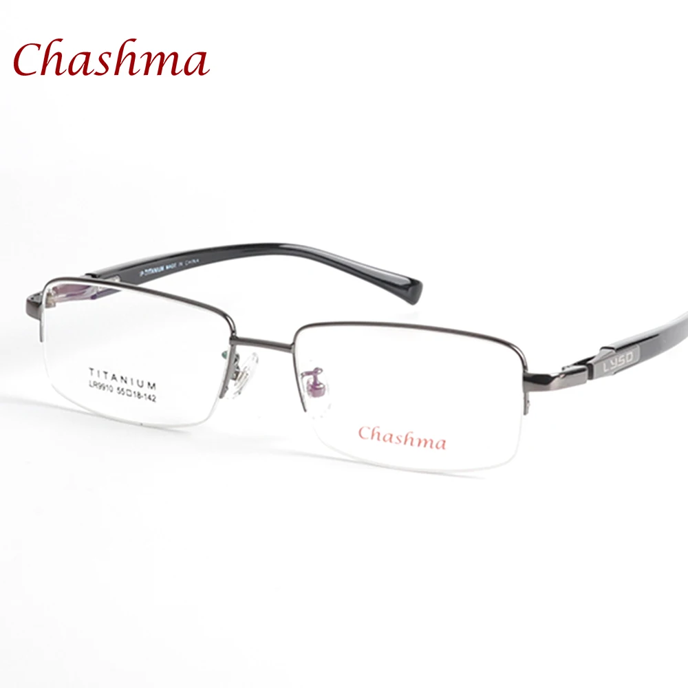

Chashma Brand Titanium Men Light Eyeglasses Half Frame Wide Spectacles Eye Glasses Frames Optical Lenses for Big Face
