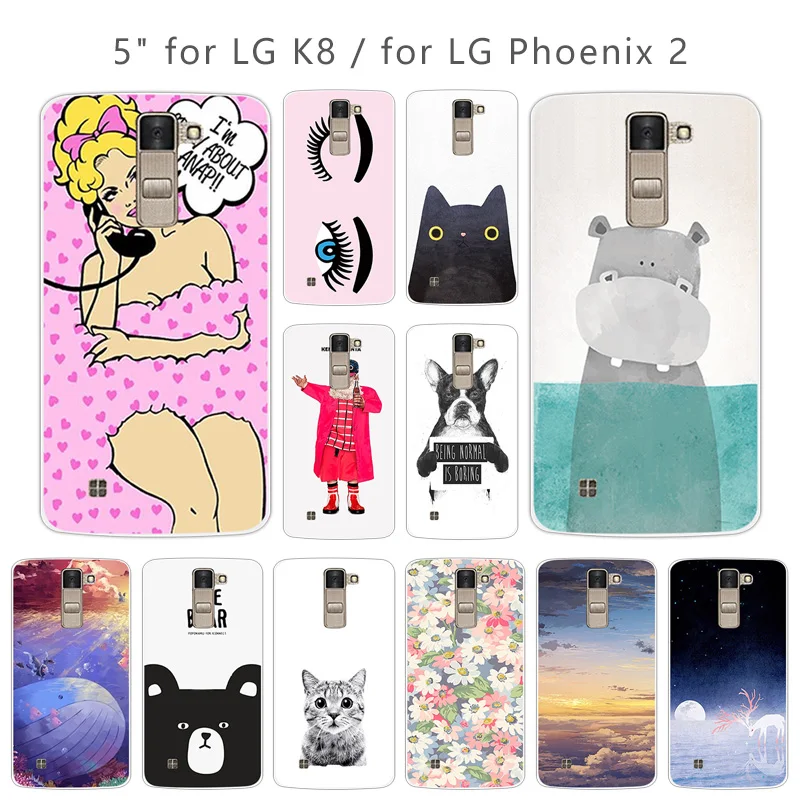 Capa For Funda LG K8 Phone Cases for Lte K350 K350E K350N 5.0&quot K 8 Case Soft Silicone Cartoon Back Cover TPU |