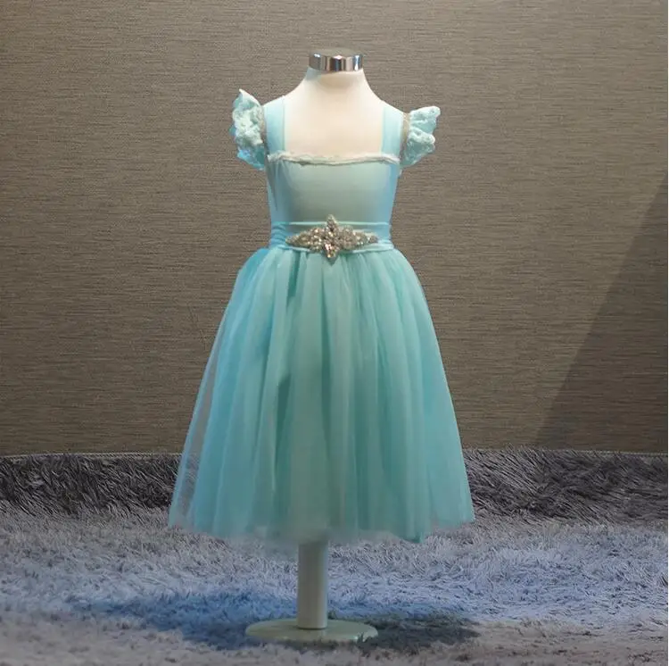 children girl puff sleeve guaze tulle dress baby girl rhinestone party dress toddler girl formal