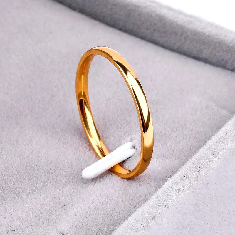 Titanium Stainless Steel Rose Gold Wedding Couples Rings Bijouterie For Women Men Anti-allergy Smooth Silver Simple Jewelry Gift