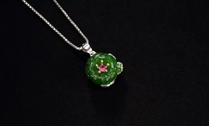

Sterling S925 925 silver Necklace Natural stone Plum blossom Pendant sweater chain for woman