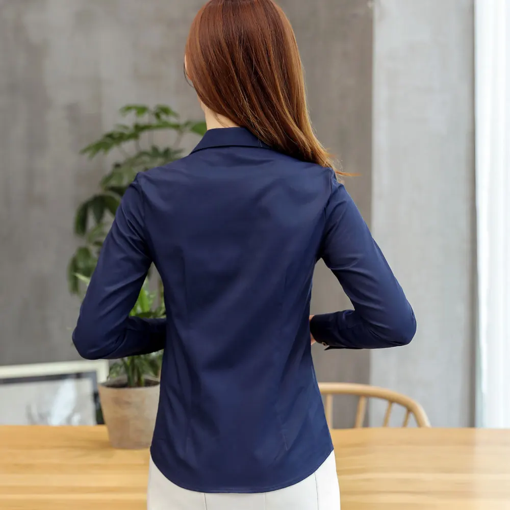 Korean Casual Cotton White Women Shirts Twill Turn-down Collar Pink Women Blouses Plus Size 4XL/5XL Womens Tops and Blouses