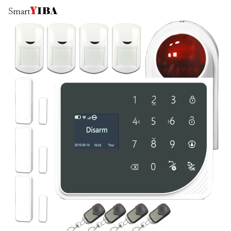

SmartYIBA WiFi GSM SMS Wireless Wired Home Security Alarm System IOS Android APP Remote Control Spanish Russian Nederland Voice