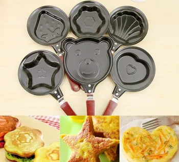 

1PC Mini DIY Egg Pot For KID Fun Breakfast Cartoon Frying Pancakes Kitchen Egg Pancake Rings with Stick Housewares LF 096