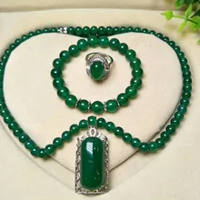 Yu xin yuan, хорошее ювелирное изделие из натурального нефрита, 925 серебряные ювелирные наборы, кольцо, браслет, ожерелье, подвеска, Женские Ювелирные изделия, вечерние, подарки