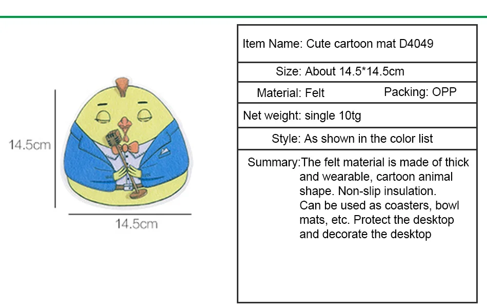 Felt Cartoon Creative Cute Coaster Coffee Tea Cup Mug Drink Glass Pads Insulation Waterproof Desktop Non-slip Mat Kitchen Decor  (1)
