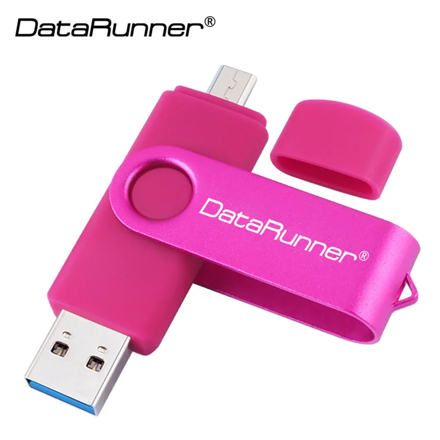 DataRunner OTG USB флеш-накопитель Высокоскоростной Usb 3,0 флеш-накопитель 256 ГБ 128 Гб 64 ГБ 32 ГБ 16 ГБ флеш-накопитель 2 в 1 карта памяти Micro USB - Цвет: Rose red