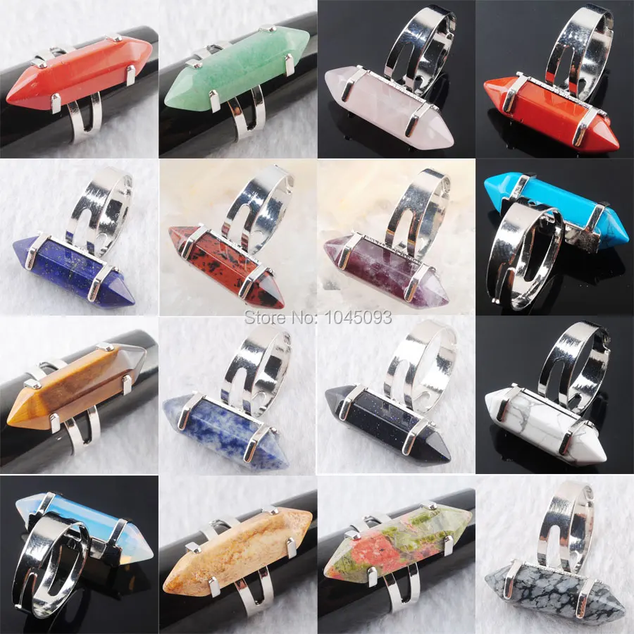 YOWOST Free Shipping Natural Gem Stones Healing Reiki Chakra Choko Hexagonal Beads Ring Charm US6~10 QBX302