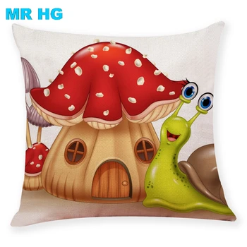 

Pillow Case Gift Snails Series Pillowcase 45x45cm linen One side printing Home Sofa Car Decration Pillow Cover Cojines