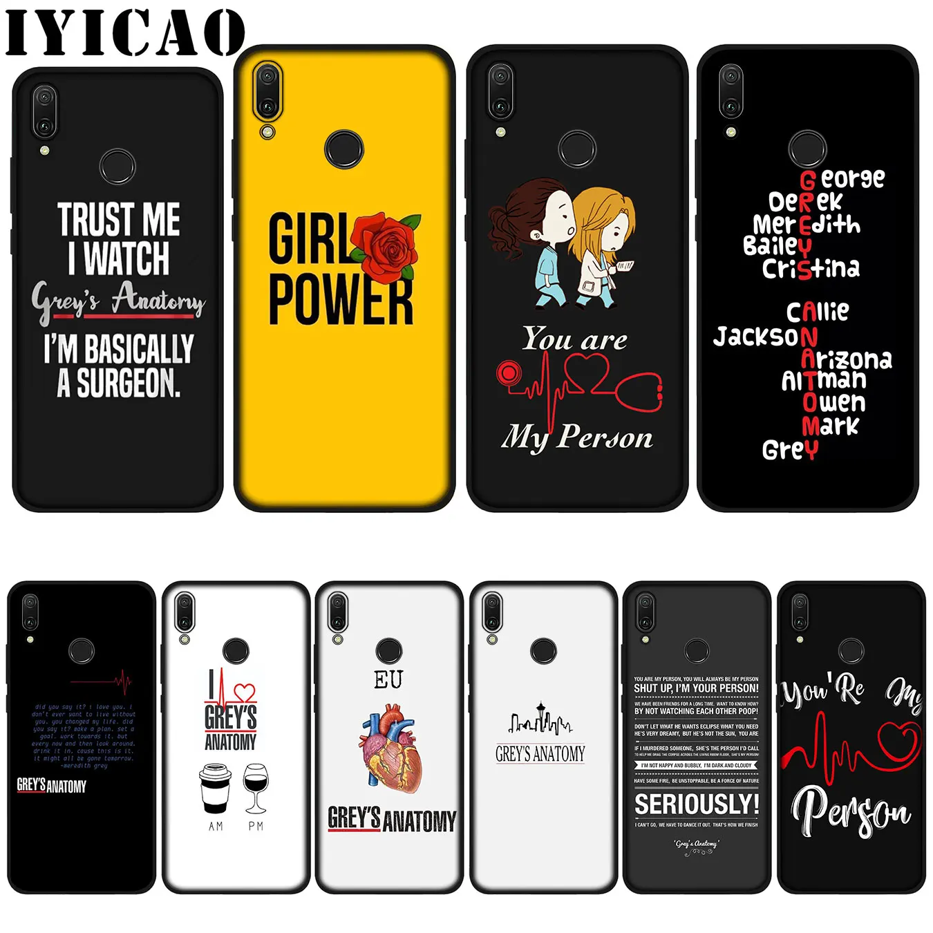 

IYICAO greys anatomy Hot selling Soft Case for Huawei P20 Pro P10 P8 P9 P30 Lite Mini 2017 P Smart 2019 Cover