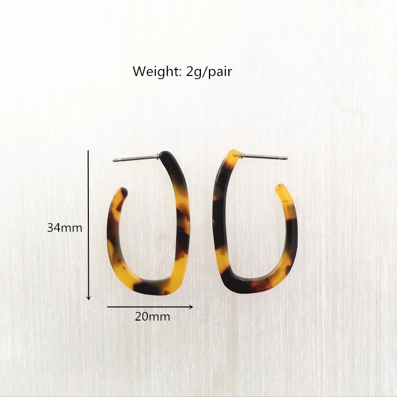 UJBOX 2018 Colored Acetate Earrings women Large Leopard Resin Acetic Acid Hoop Earrings Factory Wholesale Wedding Party Gift - Image 4