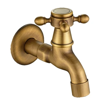 

Wash Basin Water Tap Antique Brass Mop Pool Taps Wall Mount Single Lever Cold Water Sink Faucet