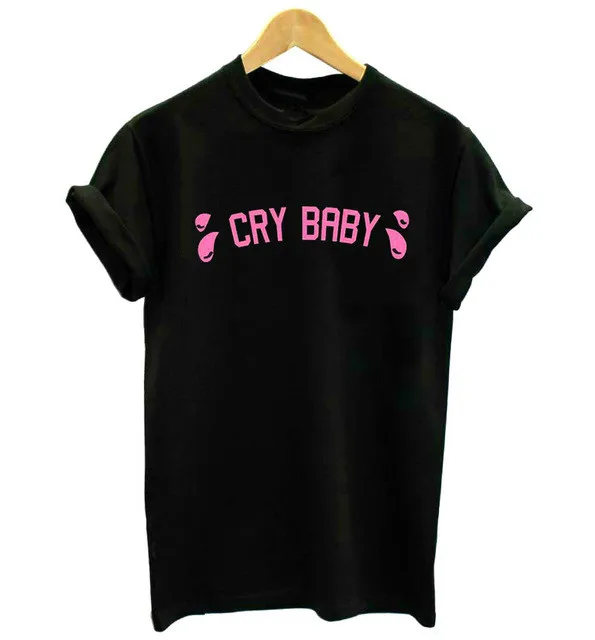 Cry Baby crybaby/Розовая женская футболка с буквенным принтом Повседневная забавная для