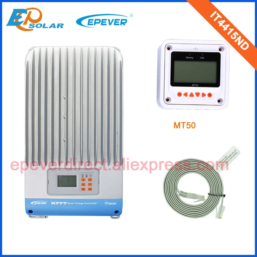 

IT4415ND 45A 12V/24V/36v/48v MPPT solar charge controller lcd display with white MT50 remote meter