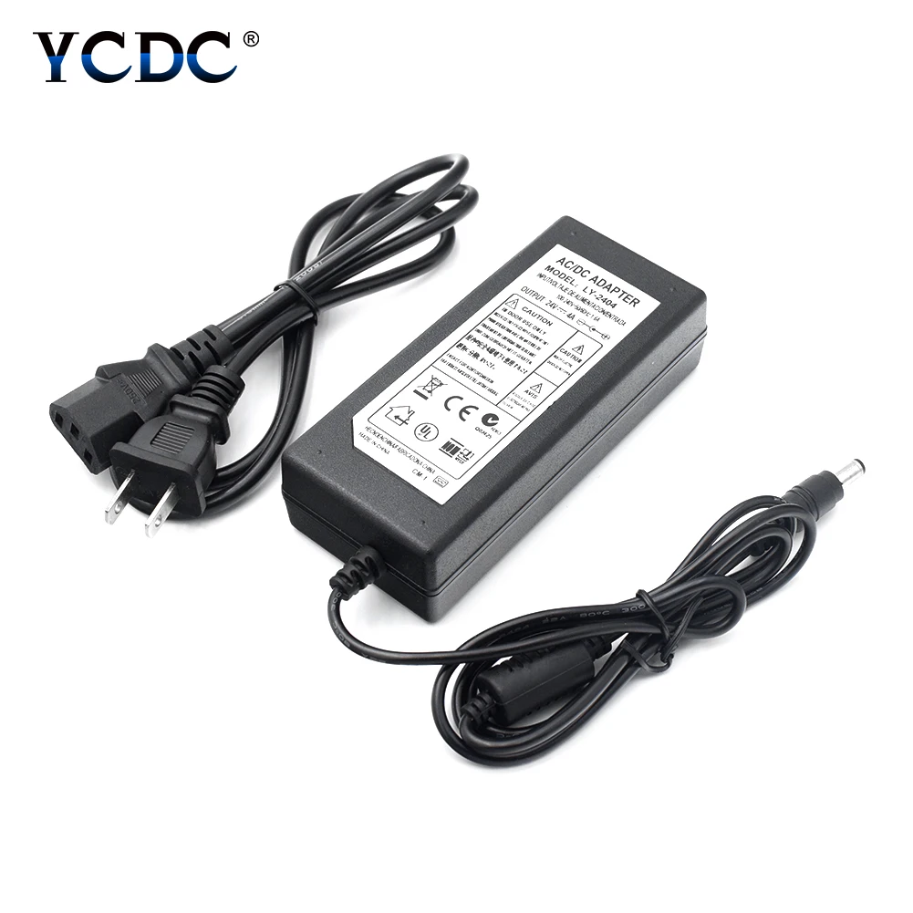 

24V 4A AC Converter Adapter DC Power Supply Charger Transformer EU/US/AU/UK Plug 5.5mm X 2.1mm Male Connector Safe Stable