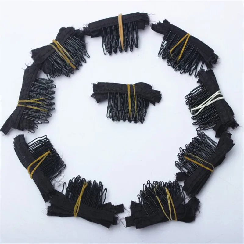 

Hot Selling 30pcs 50pcs 100 pcs Durable Black Snap Comb Clips For Hair Extensions Small Wig Combs Clips For Wig Caps