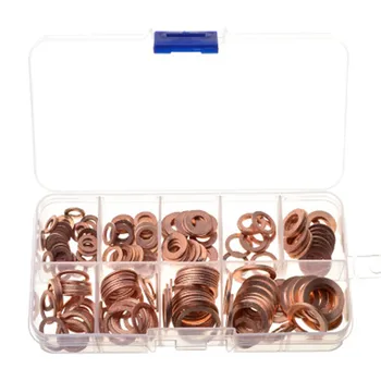 

200Pcs Durable Copper Washers Flat Ring Gasket Sump Plug Oil Seal Fittings Box Copper Gasket Fastener Hardware Accessories