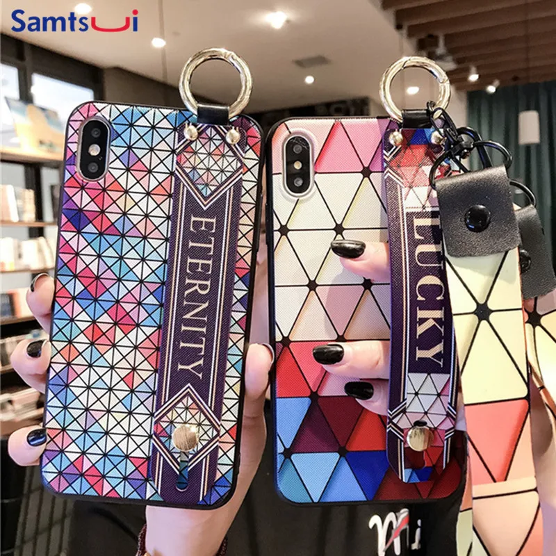 

For Iphone XR XS XSMAX Case With Wristband Strap Soft TPU Cover For Iphone 8 Plus 7 6 6S Shell Luxury Capa Coque