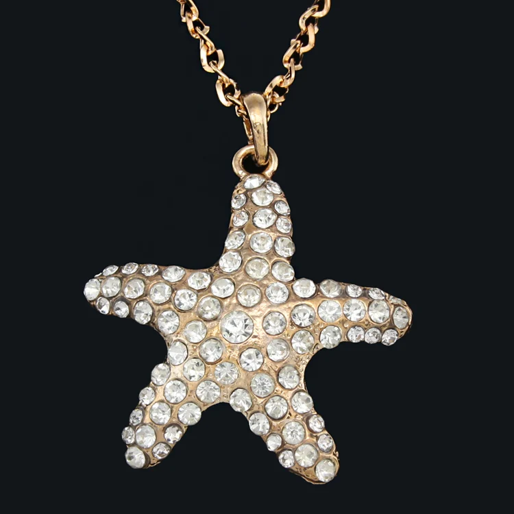 FLOLA большие золотые ожерелья с морской звездой подвески длинная цепочка со