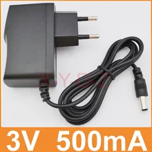 1 PCS 3 V 500mA Alta qualidade AC 100 V-240 V Conversor adaptador de alimentação de Comutação DC 3 V 0.5A 500mA Fornecimento UE Ficha DC 5.5mm x 2.1mm