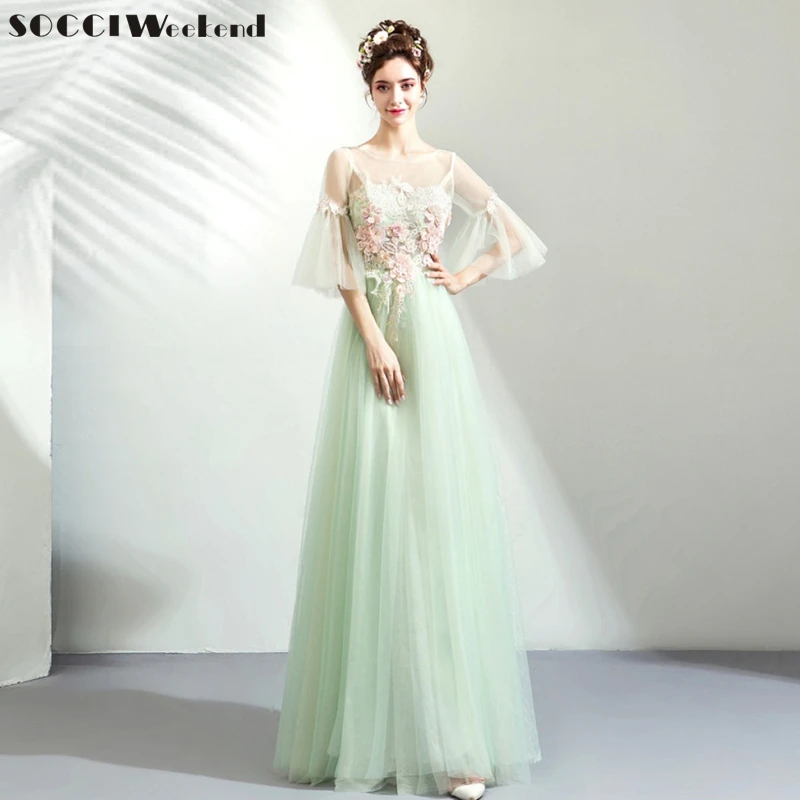 light green gown dress