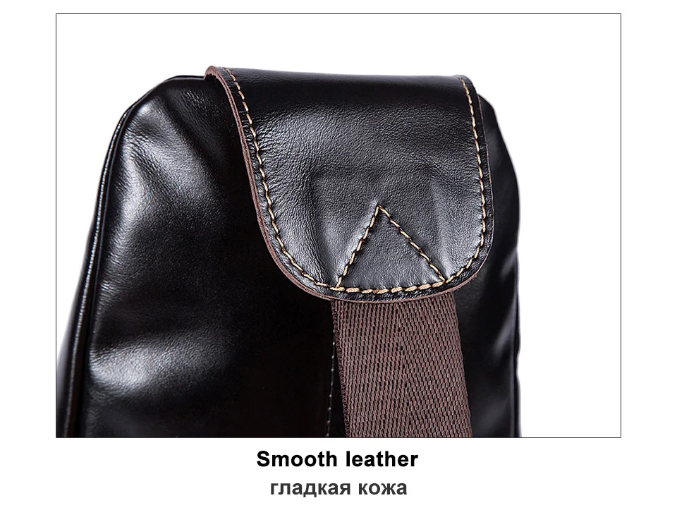 couro genuíno sling saco de bolso masculino