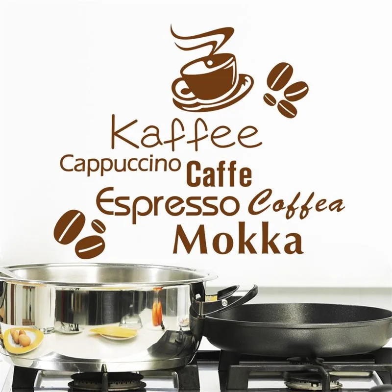 Модные Kaffee капучино Caffe буквы наклейки на стены дома Кофе магазин Украшения для кухни Diy виниловые наклейки декоративные печати плакат