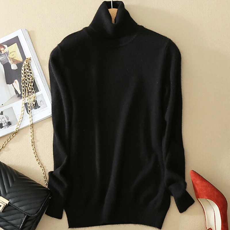 Female Sexy 9 Colors Soft Cashmere Sweater Turtleneck Plus Size S-XXXL Knitted Winter Sweater Warm Solid Color Sweater For Women