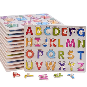 Картинка Буквы, алфавиты деревянный судоку головоломка для детей обучения детей развивающие игрушечные лошадки животные липы фанеры паззлы