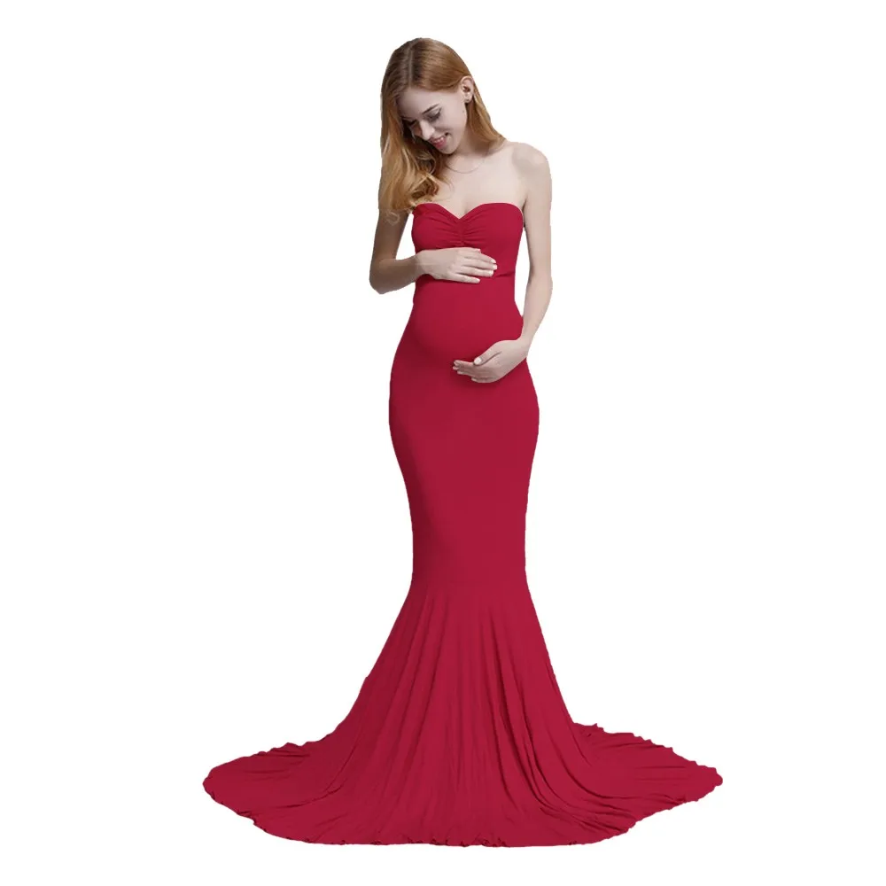 Для беременных Подставки для фотографий Беременность длинное платье для фотосессии беременных хлопковые платья годе со шлейфом Макси-платье Vestidos - Цвет: Красный
