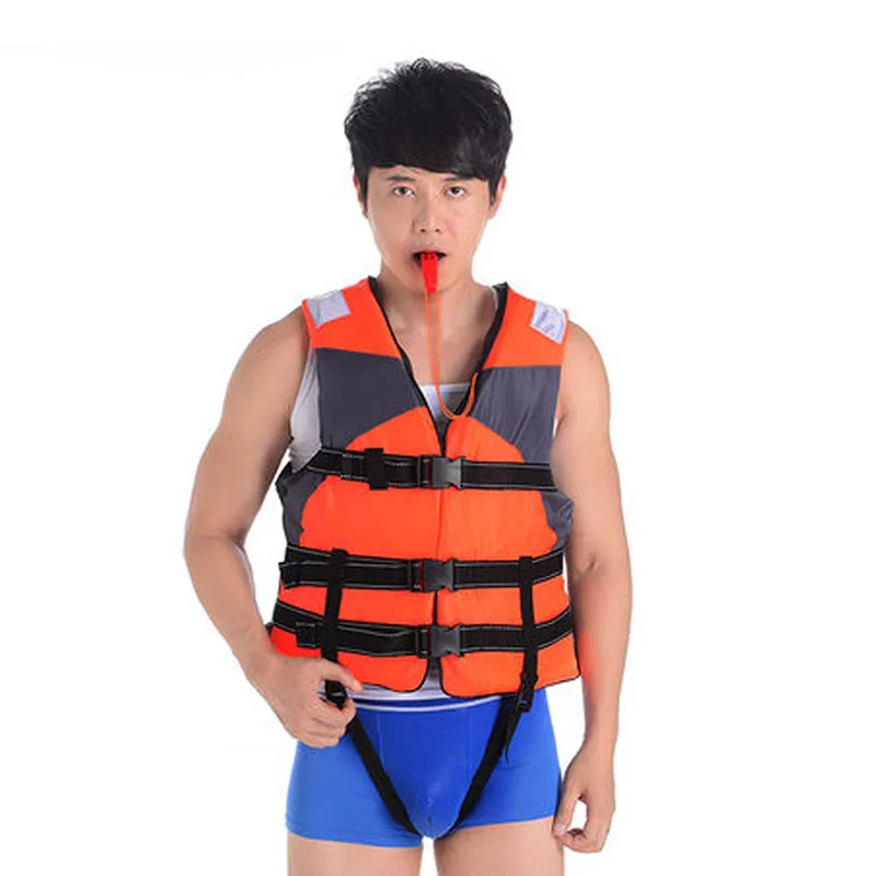 Регулируемый спасательный жилет для рыбалки Оксфордский жилет для плавания одежда для катания на байдарке плавучий спасательный жилет подшипник 130 кг со свистком - Цвет: Оранжевый
