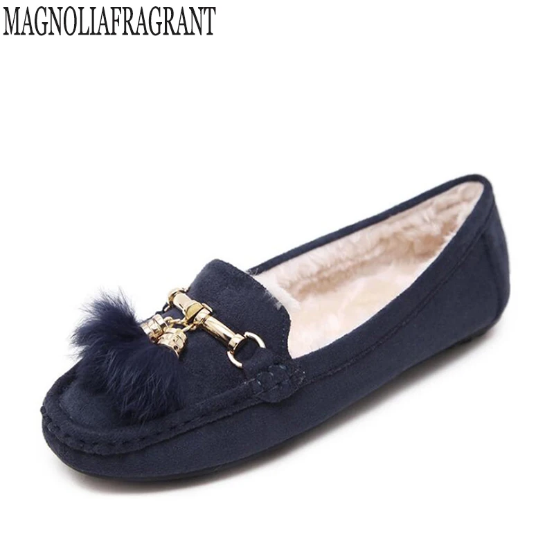 

2017 Newest Women Flats Students School Shoes with Bowtie Peas Lazy Casual Soft Plus cashmere Flat Shoes zapatos mujer k501