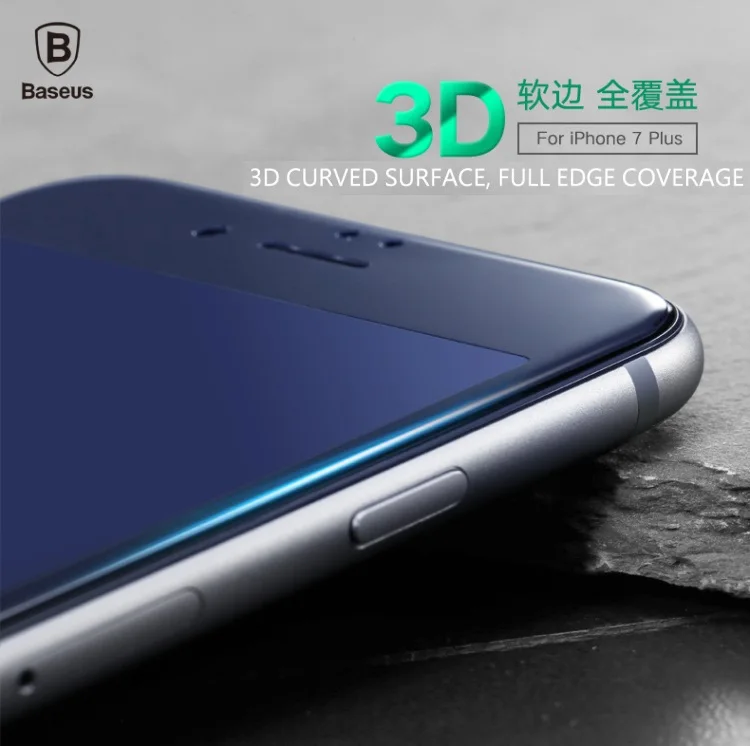 Pаспродажа BASEUS бренд PET мягкий край 3D ARC 0,23 мм анти синий полное покрытие закаленное стекло протектор экрана для iPhone X 7 7plus пленка