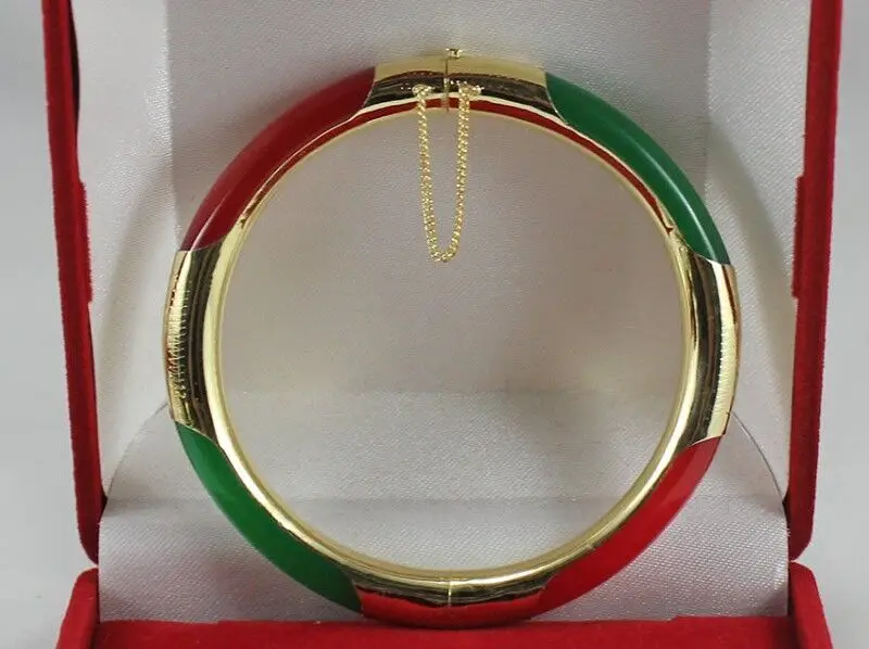 

QW249 Beautiful Red Green Color Bangle Bracelet^^@^18K GP SHIPPING 5.26