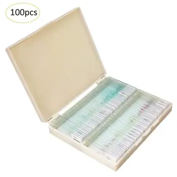 

25/50/100Pcs Biology Prepared Microscope Glass Slide With Storage Case Use For School And Laboratory