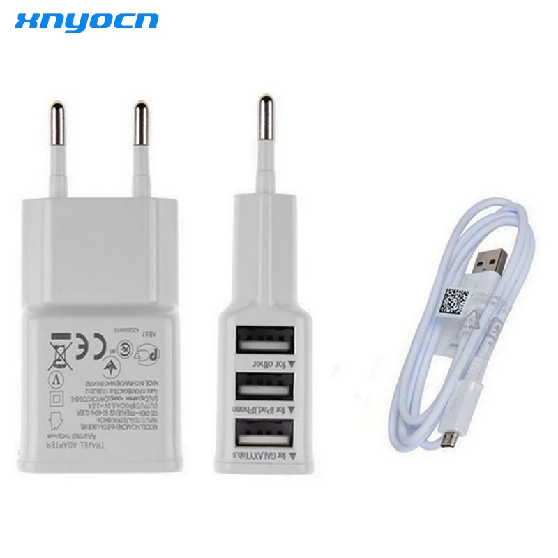 Universal Euro European 3 USB Ports AC Power Wall Charger EU Plug