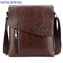 HENGSHENG Luxury PU leather men shoulder bags of JEEP leather men messenger bag by cover open men leather bag men shoulder bags