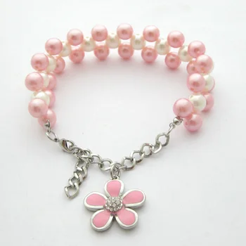 

12pcs/lot,3 Row Dog Cat Pearls Necklace Collar With Bling Flower Charm Pendant Pet Puppy Party Jewelry Accessories