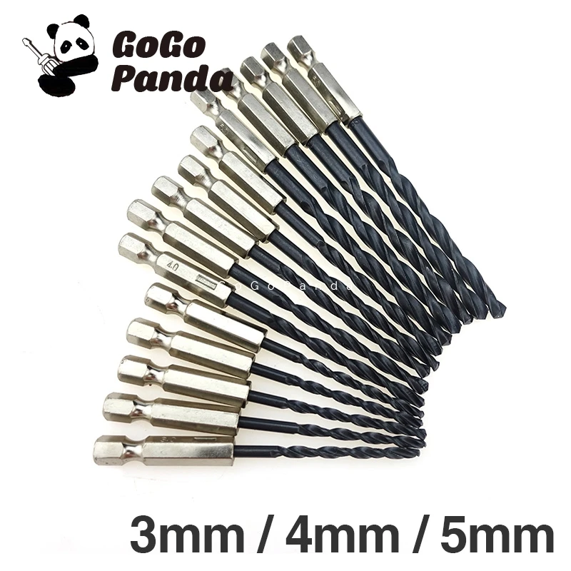 Free Shipping 15Pcs Black Twist Drill 3 4 5mm Wood Metal High Speed