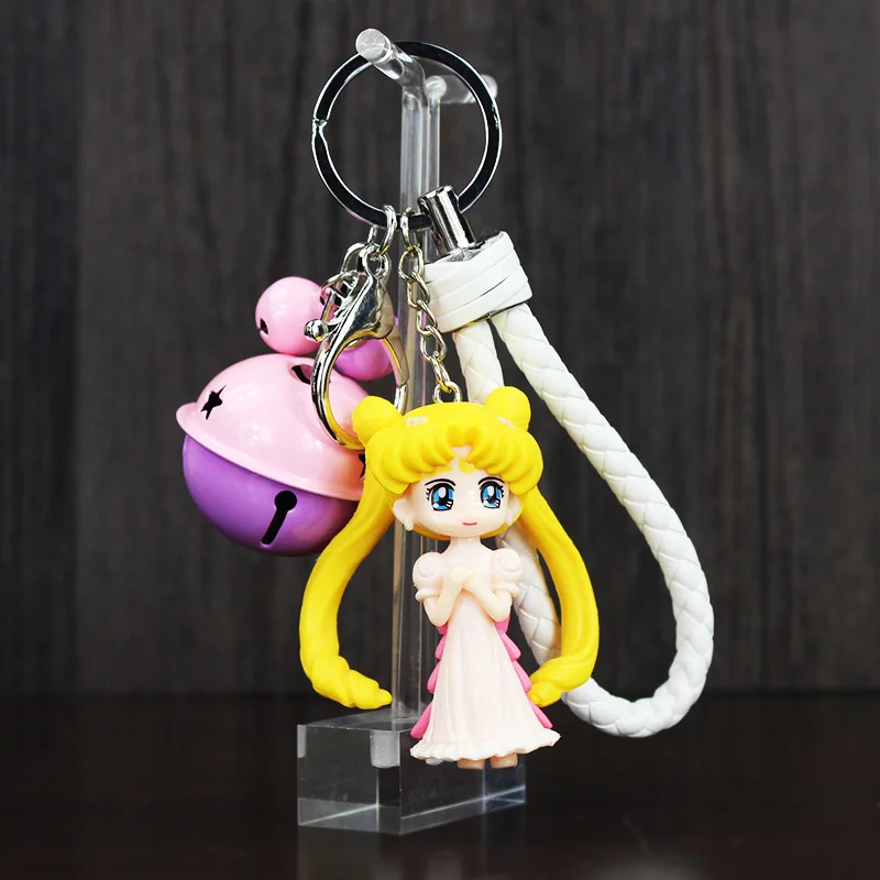 

Anime Sailor Moon Key Chain Mars Jupiter Venus Mercury Tinkle Bell Handbags Accessories Car Key Chains Keyring Bag Pendants