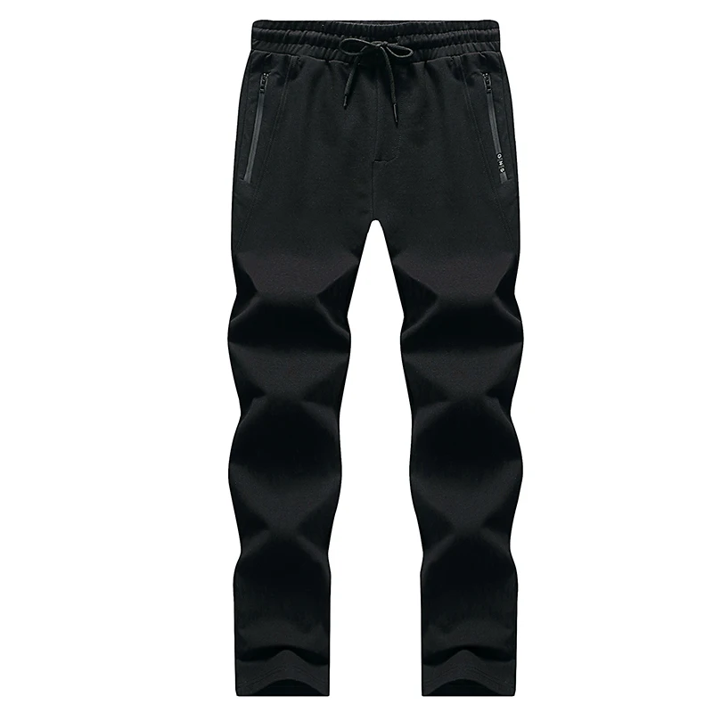 Осенние мужские джоггеры с карманами на молнии повседневные хлопковые мужские спортивные штаны с эластичной резинкой на талии мужские повседневные брюки 30340 - Цвет: Black