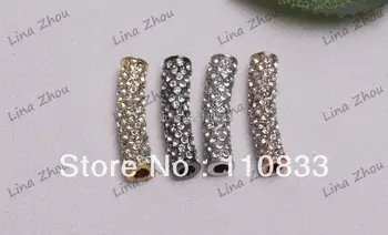 

Free Shipping Whosales: 12pcs Sparkly Mini High Rhinestone Bar Connector Spacer Pave Metal Alloy Tube
