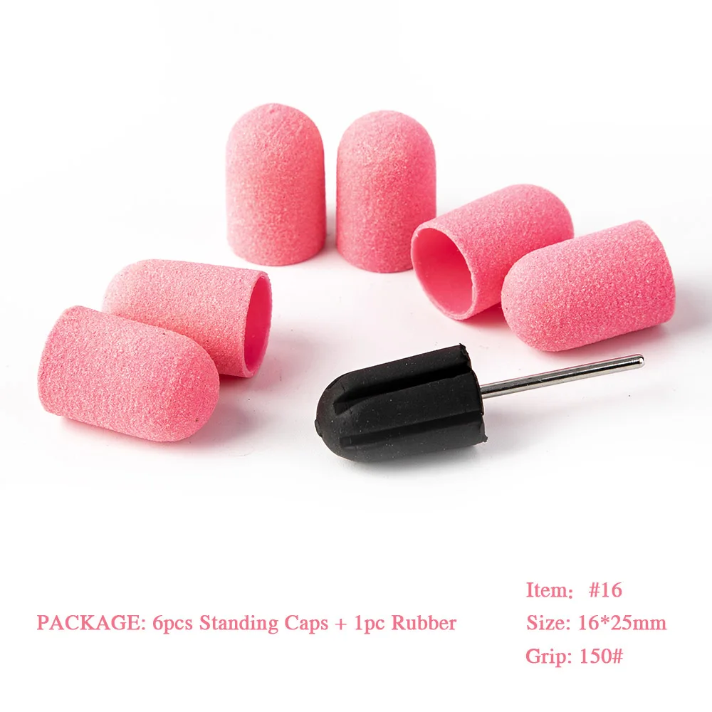 Многоразмерное электрическое сверло для ногтей, шлифовальные ленты, колпачки, 150 ручка, резиновая оправка, фрезерный станок, фреза для маникюра, красочные инструменты - Цвет: No.16 Pink