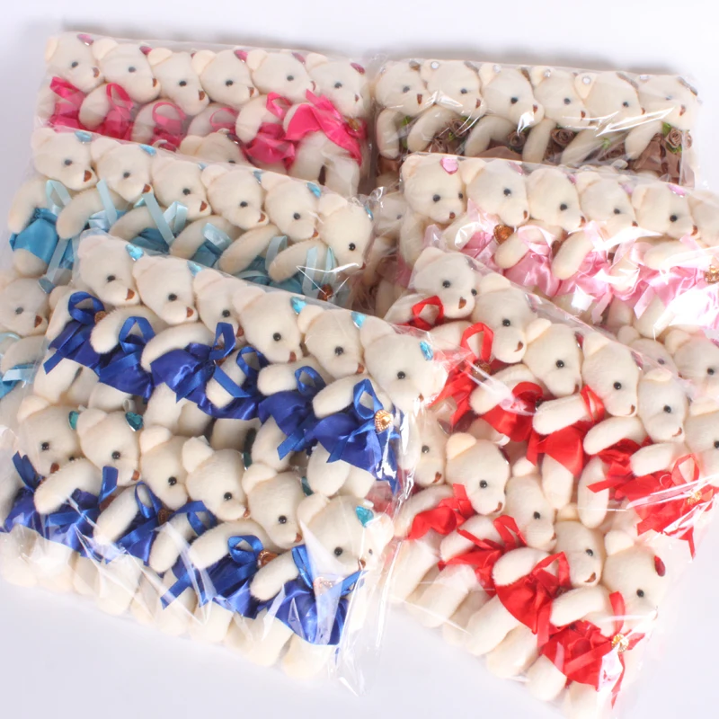 

12pcs/Lot 10 Colors Mini Teddy Bear Plush Toys Cute Bear Dolls for Baby Wedding Decoration Gift Key Chain Bag Pendant Keychains
