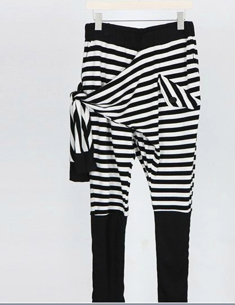 Men's Striped Tie Low Crotch Baggy Skinny Harem Pant Fashion High