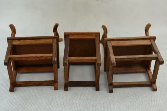 Old Collectible Decorated Wonderful Hand Boxwood Carving A Set Of Chair & Table Old Collectible Decorated Wonderful Hand Boxwood Carving A Set Of Chair & Table