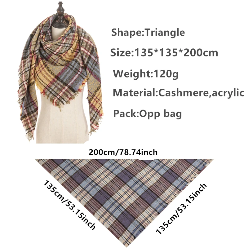 new designer brand women cashmere scarf triangle winter scarves lady shawls and wraps knit blanket neck striped foulard