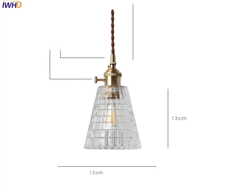 IWHD скандинавский медный стеклянный подвесной светильник, светильник для спальни, гостиной, лофт, подвесной светильник s, подвесной светильник, светильник ing